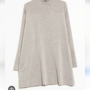 COS M Taupe Wool Long Sleeve Sweater Tunic Dress